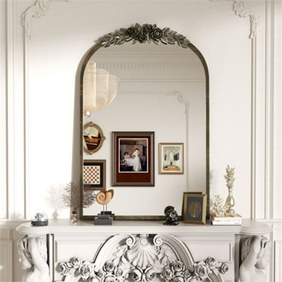 Artloge 60.5X91.6Cm Large Antique Brass Arched Mirror Hangs Bathroom Mirrors Vertically Or Leaning - image 1