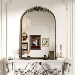 Artloge 60.5X91.6Cm Large Antique Brass Arched Mirror Hangs Bathroom Mirrors Vertically Or Leaning - thumbnail 1