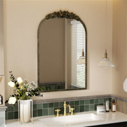 Artloge 60.5X91.6Cm Large Antique Brass Arched Mirror Hangs Bathroom Mirrors Vertically Or Leaning - thumbnail 5