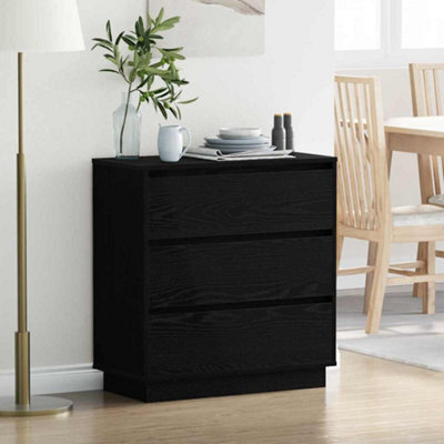 Berkfield Bedside Cabinet With Led Black Oak 71X34,5X75 Cm Engineered Wood - image 1