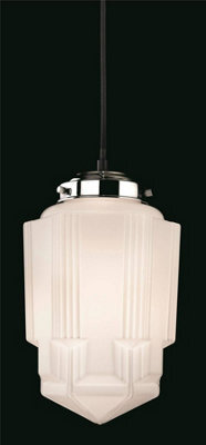 Luminosa Lighting Luminosa Art 1 Light Ceiling Pendant Chrome, Opal White Glass, E27