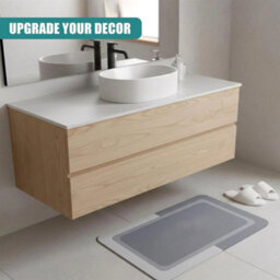 Light Grey Super Absorbent Floor Mat Soft Quick-Drying Non-Slip Diatom Mud Bath Floor Mat - thumbnail 4