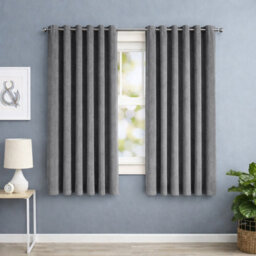 Oxford Homeware Eyelet Charcoal Linen Effect Curtains Fully Lined 100% Blackout Thermal Insulated Curtain Pair (W)117Cmx(L)137Cm - thumbnail 7