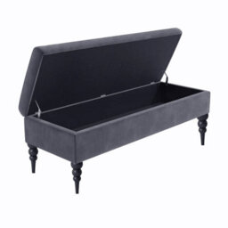 Safar Plain 120Cm Ottoman Storage Bench - Plush Velvet Shoe Bench - Steel Grey Upholstery Footstool With Storage - thumbnail 2