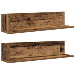 Berkfield Wall Shelves 2 Pcs Old Wood 75X16.5X16.5 Cm Engineered Wood - thumbnail 2