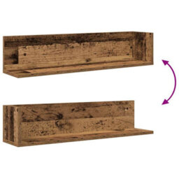 Berkfield Wall Shelves 2 Pcs Old Wood 75X16.5X16.5 Cm Engineered Wood - thumbnail 8