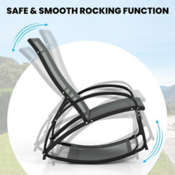Costway 2-In-1 Outdoor Rocking Chair Convertible Lounge Chair Patio Rocker-Grey - thumbnail 6