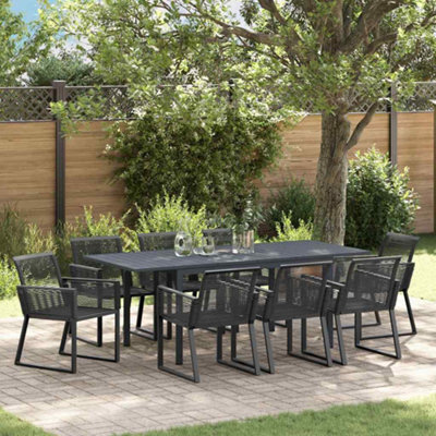 Berkfield Garden Dining Set 9 Pcs Black Poly Rattan - image 1