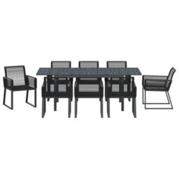 Berkfield Garden Dining Set 9 Pcs Black Poly Rattan - thumbnail 7