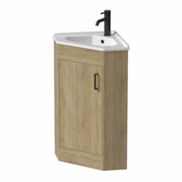 Affine Bathroom Single Door Corner Vanity Unit Basin 1 Tap Hole Freestanding 585mm Oak - thumbnail 4