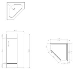 Affine Bathroom Single Door Corner Vanity Unit Basin 1 Tap Hole Freestanding 585mm Oak - thumbnail 6