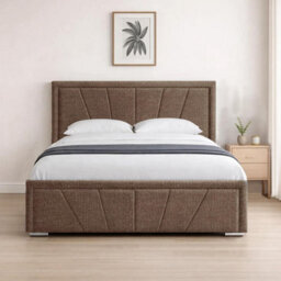 Naples Cappuccino Upholstered Sunrise Single Bed Frame, Modern Luxury Floor-Standing Headboard & Footboard - thumbnail 1