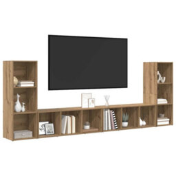 Berkfield Tv Cabinet 4 Pcs Artisan Oak Engineered Wood - thumbnail 3