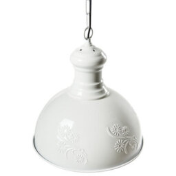 Wyld And Coco Lumina Home Pendant Lamp Off-White Metal Floral Industrial - Bell Shade, Chain Suspension, Adjustable Height - thumbnail 4