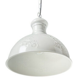 Wyld And Coco Lumina Home Pendant Lamp Off-White Metal Floral Industrial - Bell Shade, Chain Suspension, Adjustable Height - thumbnail 5