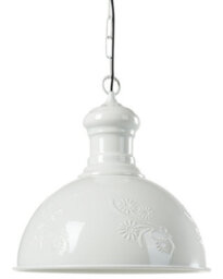 Wyld And Coco Lumina Home Pendant Lamp Off-White Metal Floral Industrial - Bell Shade, Chain Suspension, Adjustable Height - thumbnail 1