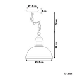 Wyld And Coco Lumina Home Pendant Lamp Off-White Metal Floral Industrial - Bell Shade, Chain Suspension, Adjustable Height - thumbnail 3