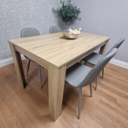 Kosy Koala Oak Effect Table With 4 Grey Faux Leather Gem Chairs Modern Kitchen Dining Furniture - thumbnail 1