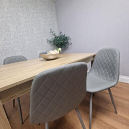 Kosy Koala Oak Effect Table With 4 Grey Faux Leather Gem Chairs Modern Kitchen Dining Furniture - thumbnail 6