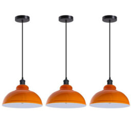 3 Pack Of Ceiling Pendant Light Fixture With 95Cm Adjustable Cable, Vintage 29Cm Curvy Metal Shade E27 Base Hanging Lighting - thumbnail 1