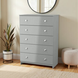Yarmouth Ready Assembled Matt Grey No Effect 5 Drawer Wide Chest (H)1067mm (W)740mm (D)390mm - thumbnail 1