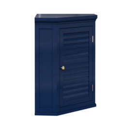 Teamson Home Bathroom Corner Wall Cabinet, Wooden Cabinet With 1 Door, Bathroom Furniture, Bathroom Storage, Navy Blue - thumbnail 3