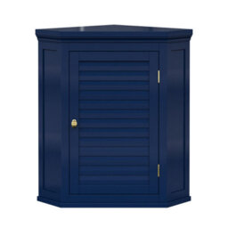 Teamson Home Bathroom Corner Wall Cabinet, Wooden Cabinet With 1 Door, Bathroom Furniture, Bathroom Storage, Navy Blue - thumbnail 2