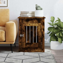 Walplus Smoked Oak Dog Crate Furniture End Table 55X80X68 Cm Engineered Wood - thumbnail 3