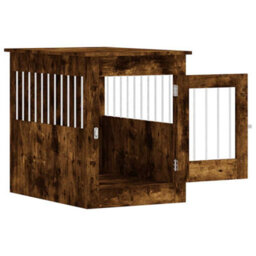 Walplus Smoked Oak Dog Crate Furniture End Table 55X80X68 Cm Engineered Wood - thumbnail 6