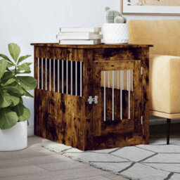 Walplus Smoked Oak Dog Crate Furniture End Table 55X80X68 Cm Engineered Wood