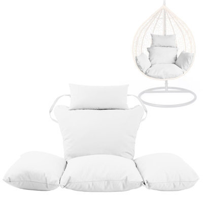 istyle mode White Replacement Cushion For Swing Egg Chair, 5 Pieces Water-Resistant Hanging Basket Swing Chair Cushion
