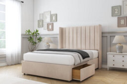 "Sloomy Falcon Sand Naples Divan Bed Base No Drawers With 54"" Wingback Headboard 4'6 Double" - thumbnail 4