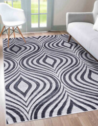 Valencia Modern Ogee Design Carved Area Rugs Dark Grey 60X220 Cm - thumbnail 2