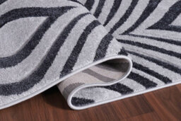 Valencia Modern Ogee Design Carved Area Rugs Dark Grey 60X220 Cm - thumbnail 4
