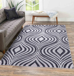 Valencia Modern Ogee Design Carved Area Rugs Dark Grey 60X220 Cm - thumbnail 1