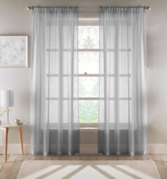 "Tyrone Textiles Eden Silver 100% Recycled Plain Voile Panel - Pair 140 X 229 Cm (55X90"")" - thumbnail 1