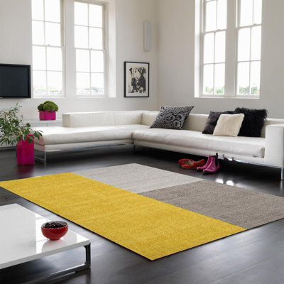 Mustard Geometric Handmade Luxurious Modern Wool Rug Easy To Clean Living Room And Bedroom-120Cm X 170Cm - image 1