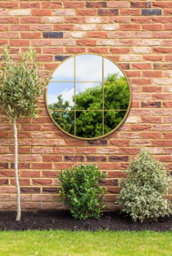 "Mirroroutlet - The Circulus - Gold Metal Frame Round Window Garden Wall Mirror 31""x 31"" (80 X 80 Cm)" - thumbnail 2