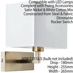 2 Pack Dimming Led Wall Light Satin Nickel & White Shade Sleek Rectangle Lamp - thumbnail 2