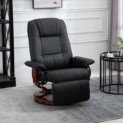 Homcom Manual Recliner Swivel Reclining Chair With Footrest Armrests, Black - image 1