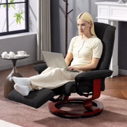 Homcom Manual Recliner Swivel Reclining Chair With Footrest Armrests, Black - thumbnail 8