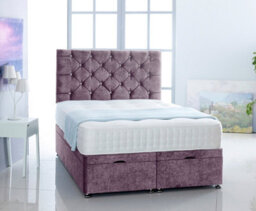 Comfy Deluxe Lilac  Naples Foot Lift Ottoman Bed With Memory Spring Mattress And Headboard 4.0Ft Small Double - thumbnail 1