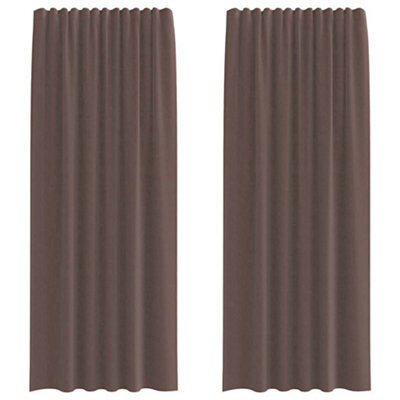 Berkfield Durable Voile Curtains With Tab Top 2 Pcs Brown - image 1