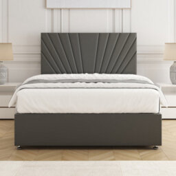 Bsspoke Maria Divan Bed Set Grey Plush Velvet With 24Inch Headboard & 2 Drawers Same Side & Mattress 3Ft 4Ft 4Ft6 5Ft 6Ft - thumbnail 2