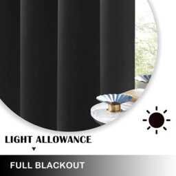 Oxford Homeware Plain Black 230Gsm Blackout Curtain Thermal Insulated Eyelet For Living Room Curtain Pair (W)168Cm X (L)183Cm - thumbnail 4