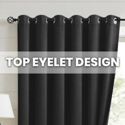 Oxford Homeware Plain Black 230Gsm Blackout Curtain Thermal Insulated Eyelet For Living Room Curtain Pair (W)168Cm X (L)183Cm - thumbnail 3