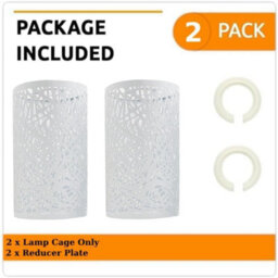 2 Pack White Metal Bulb Guard Drum Shaped Lamp Shades For Ceiling Pendant Lights Indoor Easy Fit Wire Cages (2 Pack) - thumbnail 4
