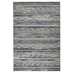 Modern Striped Easy To Clean Grey Contemporary Rug For Dining Room-80Cm X 140Cm - thumbnail 6