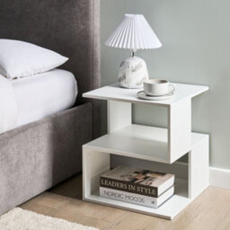 Wyld And Coco Modern White Bedside Table With Open Shelves, Particle Board, 40 X 40 X 44 Cm - thumbnail 2