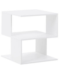 Wyld And Coco Modern White Bedside Table With Open Shelves, Particle Board, 40 X 40 X 44 Cm - thumbnail 3
